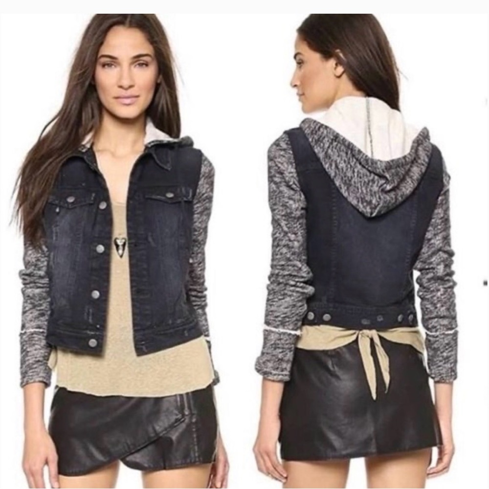 Free People Black Denim Jacket, size small.